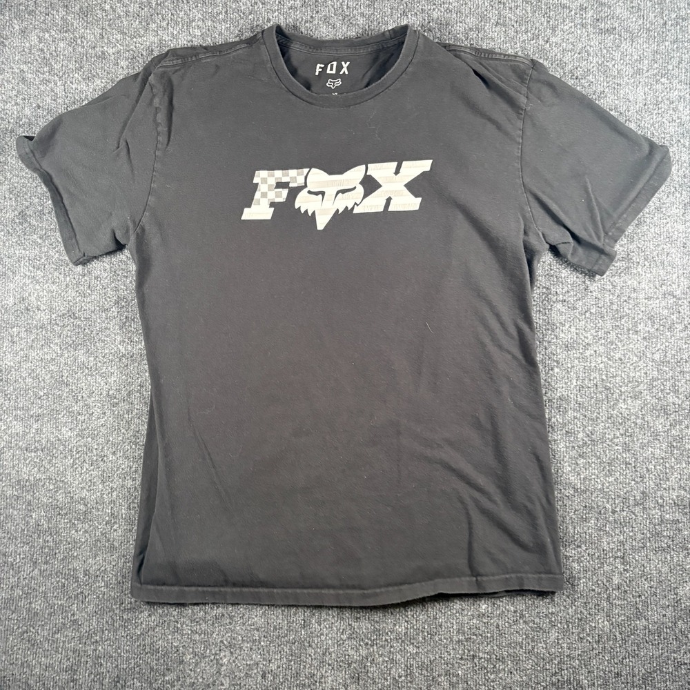 Fox Racing T Shirt Mens‎ XL Black Graphic Logo Cotton Standard Fit Crew Neck